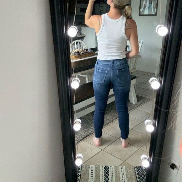 KanCan Denim Mid Rise Fray Hem Skinny Jeans - Picture 3 of 10